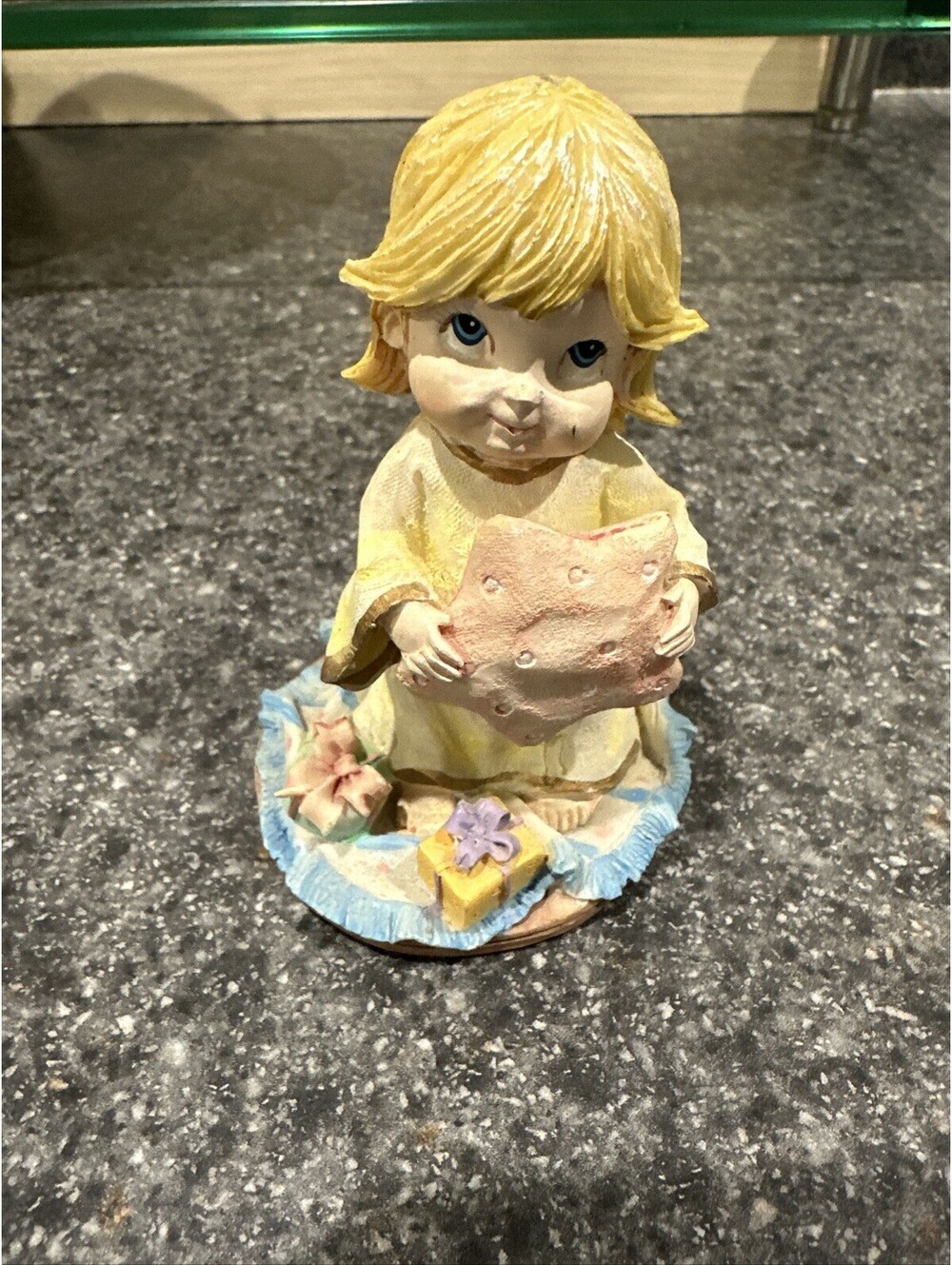K’s Collection porcelain Girl With Blue Eyes Holding Star With Gifts At Her Feet